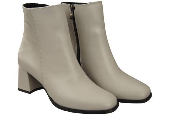 Obuwie Botki Damskie Jasny Popiel na Zimę skóra naturalna 214 Z ElitaBut