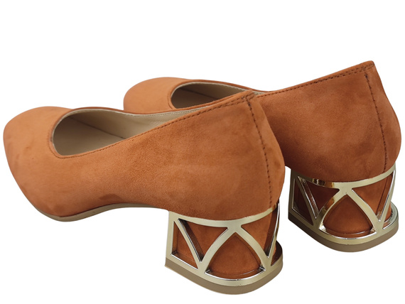 Comfortable Women's Shoes Pumps with Decorative Heel Natural Suede Leather 219 From ElitaBut