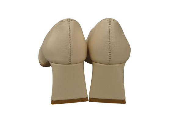 Czółenka Damskie Beżowe Skóra Naturalna Spiczasty Nosek Obcas ElitaBut 221