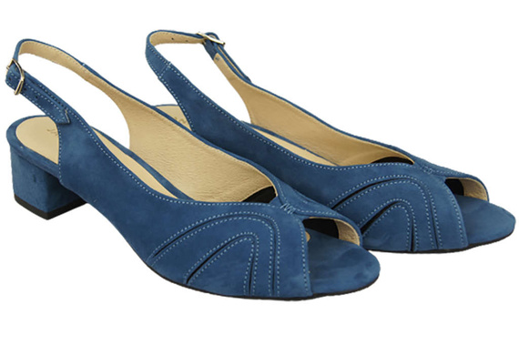 Obuwie Damskie Sandały skóra naturalna zamszowa Niebieskie 991 ElitaBut