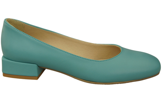 Wygodne Obuwie Damskie Czółenka Turkusowe Płaskie Skóra naturalna 204 ElitaBut