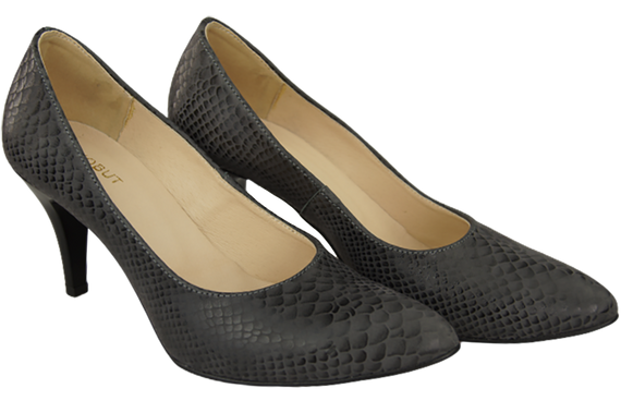 Obuwie Damskie Czółenka Popielate Motyw Węża Skóra naturalna 150 ElitaBut