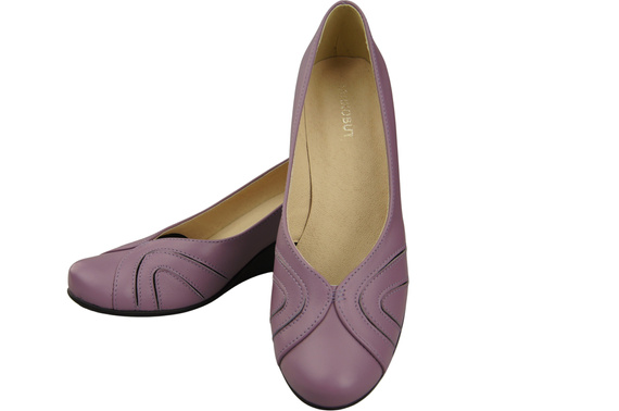 Buty na Koturnie Lila Czółenka Damskie z Naturalnej Skóry 828 ElitaBut