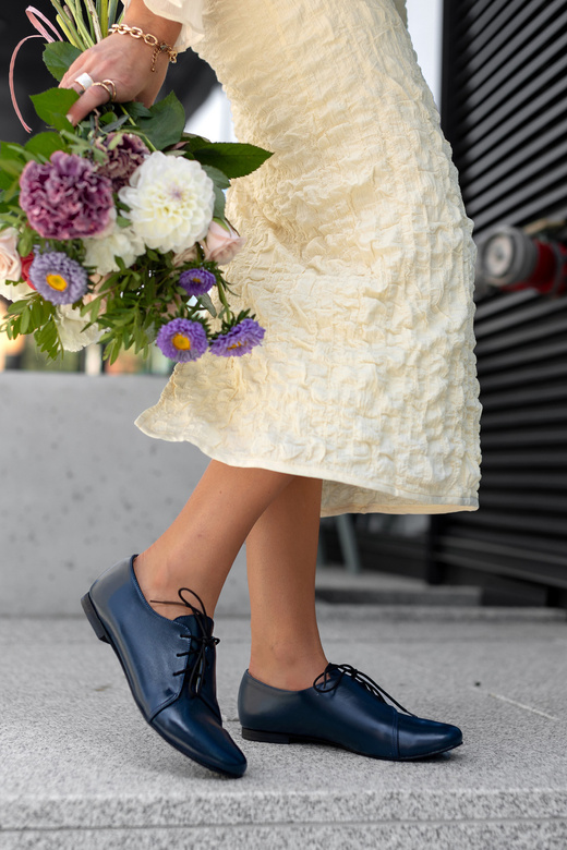 Obuwie Baleriny Damskie Granat skóra naturalna 110 ElitaBut