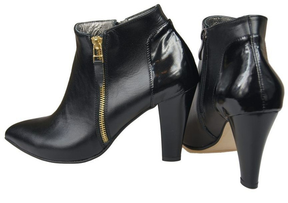 Obuwie Damskie Botki Ocieplane skóra naturalna Czarne 866 Z ElitaBut