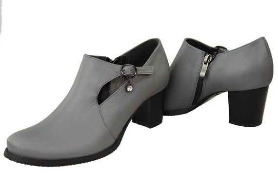 Obuwie Botki Damskie Skóra Naturalna Popiel 109 ElitaBut