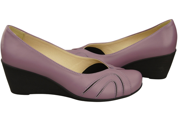 Women's Black Natural Leather Wedge Pumps 828 ElitaBut