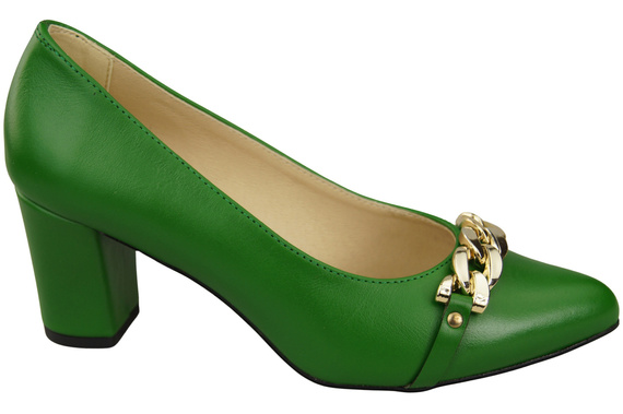 Classic Women's Pumps Shoes made of Natural Leather with a Gold Decorative Chain 200 ElitaBut