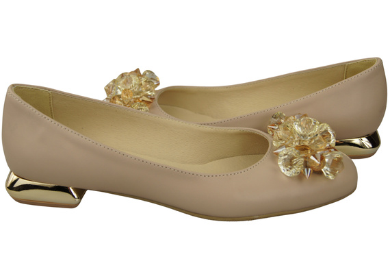 Women's Pumps with Crystals Flat Natural Leather 216 ElitaBut
