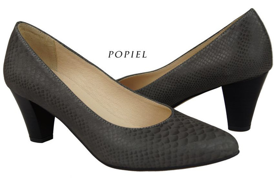 Obuwie Damskie Czółenka skóra naturalna motyw łuski Popielate 927 ElitaBut