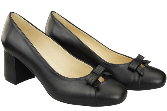 Women's Pumps with a Bow, Natural Leather and Low Heel 203 ElitaBut