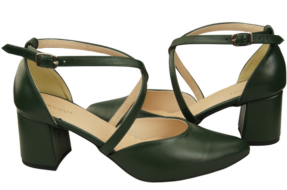 Elegant Leather Sandals with Open Sides on a Stable Heel 218 ElitaBut