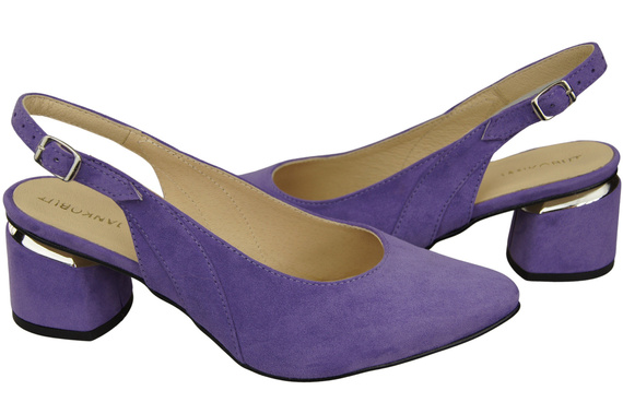 Sandały Damskie z Naturalnej Skóry Zamszowej Fioletowe Elegancja i Komfort 196 Z ElitaBut