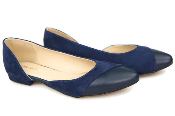 Obuwie Damskie Baleriny Czarne skóra naturalna Zamszowa 131 ElitaBut