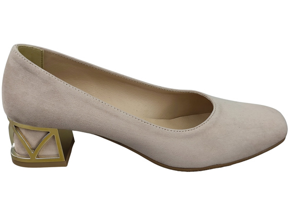 Comfortable Women's Shoes Pumps with Decorative Heel Natural Suede Leather 219 From ElitaBut