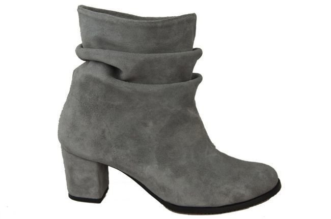 Obuwie Damskie Botki skóra naturalna Popielate 986 ElitaBut