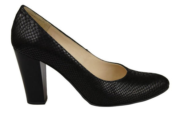 Obuwie Damskie Czółenka skóra naturalna motyw łuski Czarne 926 ElitaBut