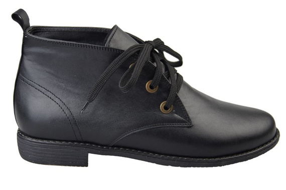 Obuwie Damskie Botki Ocieplane skóra naturalna Czarne 979 Z Elitabut