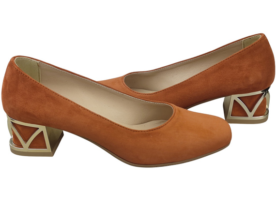 Comfortable Women's Shoes Pumps with Decorative Heel Natural Suede Leather 219 From ElitaBut