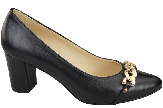 Classic Women's Pumps Shoes made of Natural Leather with a Gold Decorative Chain 200 ElitaBut