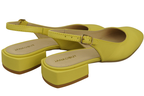 Obuwie Damskie Sandały Cytrynowe Płaski Obcas Skóra naturalna 206 ElitaBut