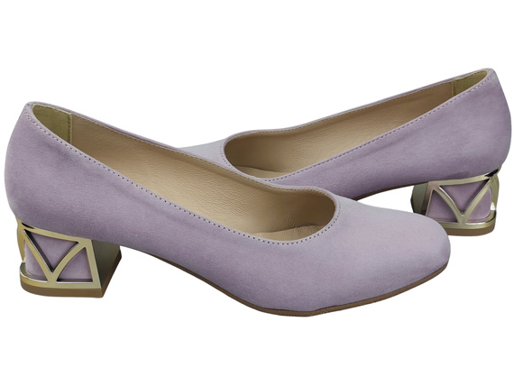 Comfortable Women's Shoes Pumps with Decorative Heel Natural Suede Leather 219 From ElitaBut