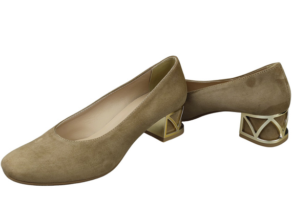 Comfortable Women's Shoes Pumps with Decorative Heel Natural Suede Leather 219 From ElitaBut