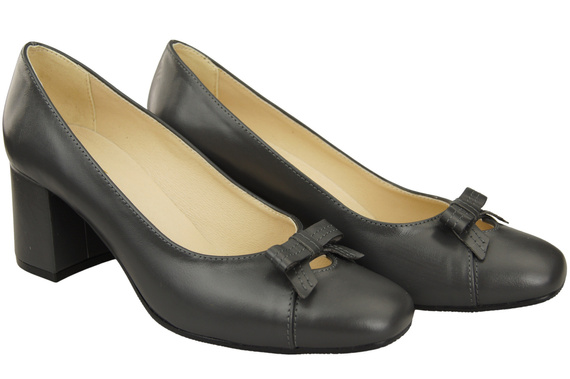 Women's Pumps with a Bow, Natural Leather and Low Heel 203 ElitaBut