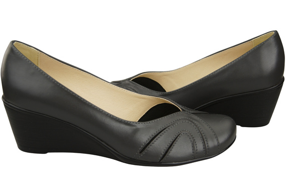 Women's Black Natural Leather Wedge Pumps 828 ElitaBut
