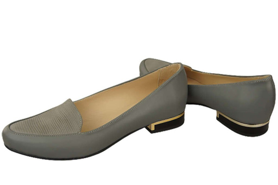 Obuwie Baleriny Damskie Lordsy skóra naturalna Popielate 908 ElitaBut