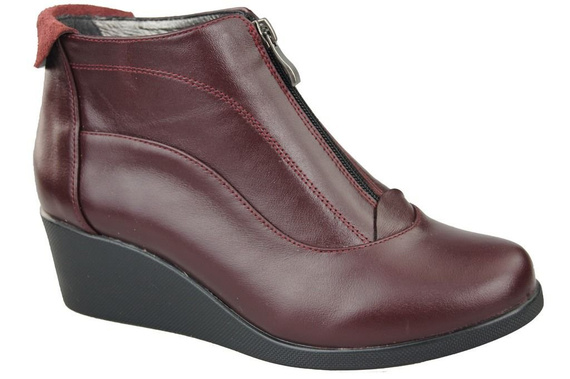 Obuwie Botki Damskie Wiosna / Jesień skóra naturalna Bordo 133 L ElitaBut