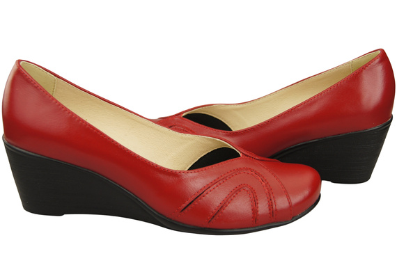 Women's Black Natural Leather Wedge Pumps 828 ElitaBut