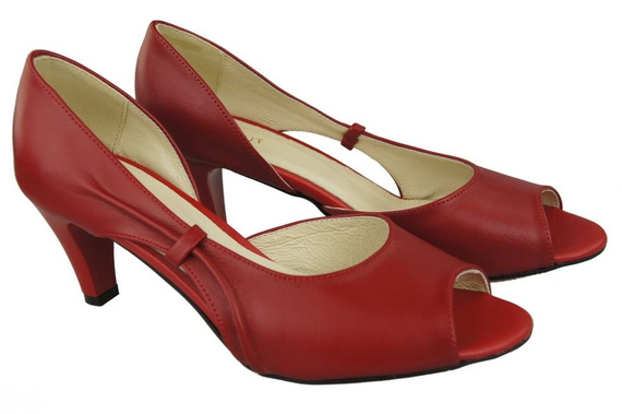 Obuwie Damskie Sandały Czerwone Skóra Naturalna 566 ElitaBut