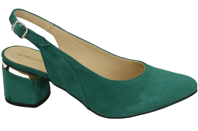 Sandały Damskie z Naturalnej Skóry Zamszowej Malachitowe Elegancja i Komfort 196 Z ElitaBut