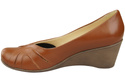Buty na Koturnie Brązowe Czółenka Damskie z Naturalnej Skóry 828 ElitaBut