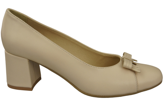 Women's Pumps with a Bow, Natural Leather and Low Heel 203 ElitaBut