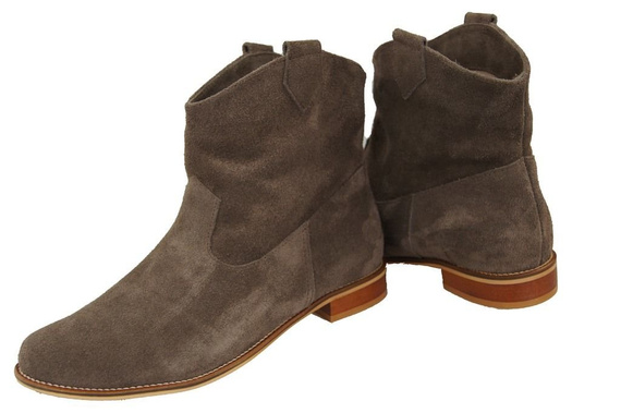 Obuwie Botki Damskie Brązowe Wiosna / Jesień skóra naturalna welurowa 132 L ElitaBut