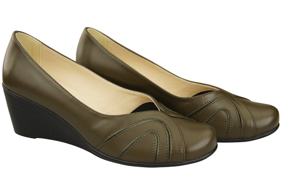 Women's Black Natural Leather Wedge Pumps 828 ElitaBut