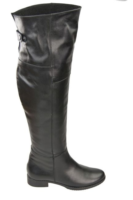 Obuwie Kozaki Damskie Oficerki Muszkieterki cholewka za kolano  Skóra Naturalna  Czarne 104 ElitaBut