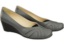 Buty na Koturnie Popielate Czółenka Damskie z Naturalnej Skóry 828 ElitaBut