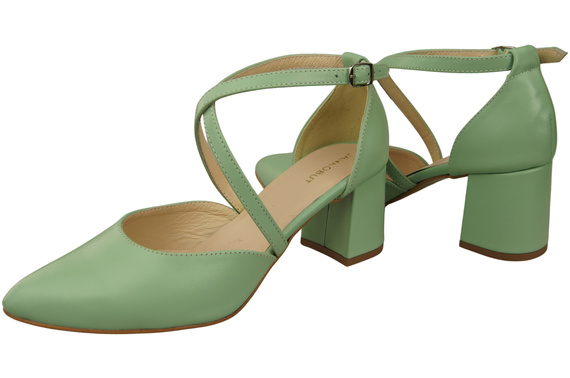 Elegant Leather Sandals with Open Sides on a Stable Heel 218 ElitaBut