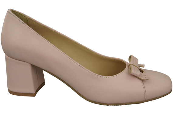 Women's Pumps with a Bow, Natural Leather and Low Heel 203 ElitaBut