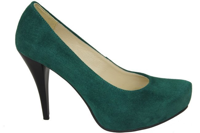Obuwie Damskie Czółenka Malachitowy Skóra naturalna Zamszowa 644 ElitaBut