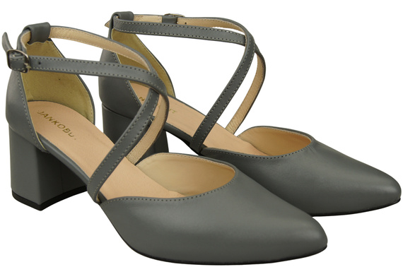 Elegant Leather Sandals with Open Sides on a Stable Heel 218 ElitaBut