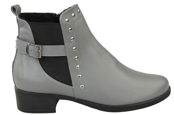 Obuwie Botki Damskie Wiosna/Jesień Skóra Naturalna Popielate 136 L ElitaBut