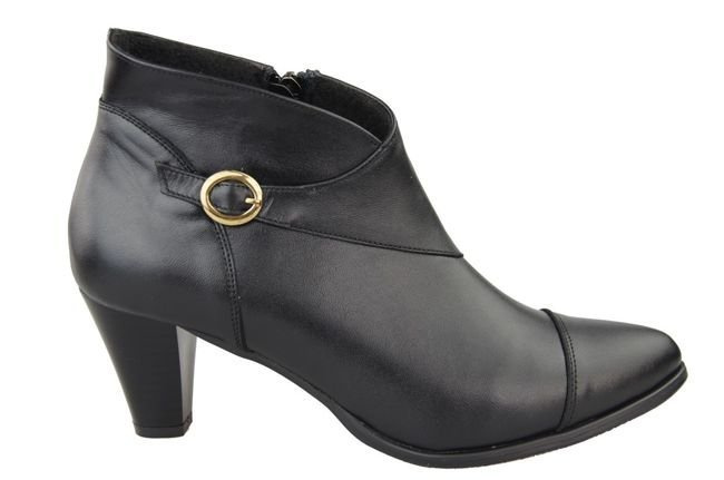 Obuwie Botki Damskie zima skóra naturalna Czarne 100 Z ElitaBut