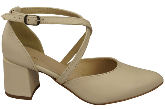 Elegant Leather Sandals with Open Sides on a Stable Heel 218 ElitaBut