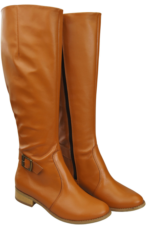 Women’s leather boots, lined officer boots, flat 225 ElitaBut