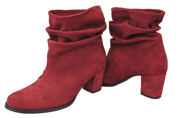 Obuwie Damskie Botki skóra naturalna Bordowe 986 ElitaBut