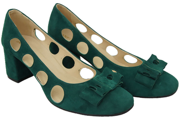 Obuwie Damskie Czółenka Malachitowe Skóra naturalna zamszowa 182 ElitaBut